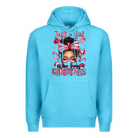 Ocean Blue just a girl who loves pink christmas messy bun Premium Hoodie - texasbilliewilder