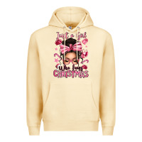 Just A Girl Who Loves Pink Christmas Messy Bun Premium Hoodie | Teevron