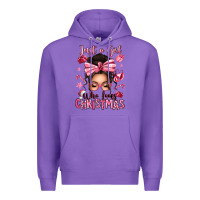 Purple just a girl who loves pink christmas messy bun Premium Hoodie - texasbilliewilder