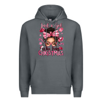 Rock just a girl who loves pink christmas messy bun Premium Hoodie - texasbilliewilder