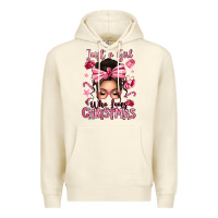 Sandshell just a girl who loves pink christmas messy bun Premium Hoodie - texasbilliewilder