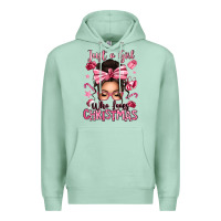 Seafoam just a girl who loves pink christmas messy bun Premium Hoodie - texasbilliewilder