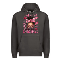 Smoke just a girl who loves pink christmas messy bun Premium Hoodie - texasbilliewilder