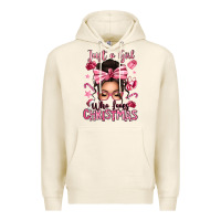 Tofu just a girl who loves pink christmas messy bun Premium Hoodie - texasbilliewilder