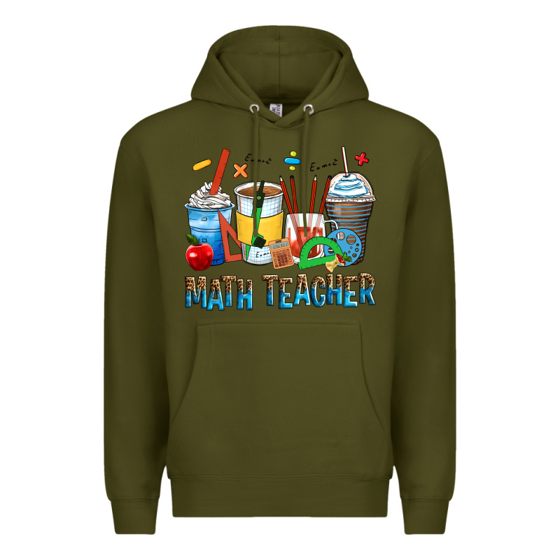 Math Teacher Coffee Cups Premium Hoodie by Zillion Design Studio | Teevron