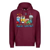 Burgundy math teacher coffee cups Premium Hoodie - Zillion Design Studio
