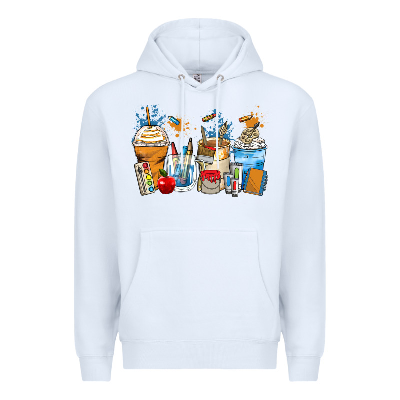 Art Teacher Coffee Cups Premium Hoodie by Zillion Design Studio | Teevron