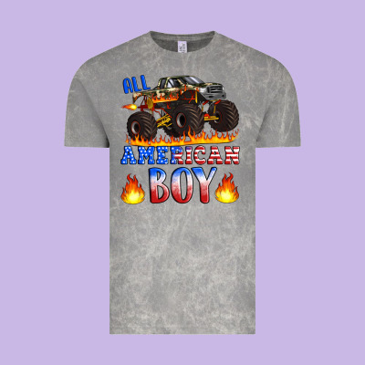 All American Boy Monster Truck Vintage Tee Designed By Artiststas