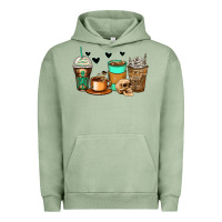 Pigment Oil Green skeleton coffee cups Urban Hoodie - Zillion Design Studio