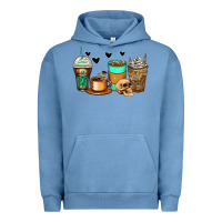 Pigment Pebble Blue skeleton coffee cups Urban Hoodie - Zillion Design Studio
