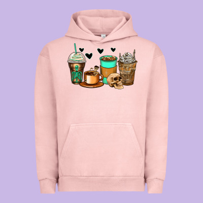 Skeleton Coffee Cups Urban Hoodie Designed By Zillion Design Studio