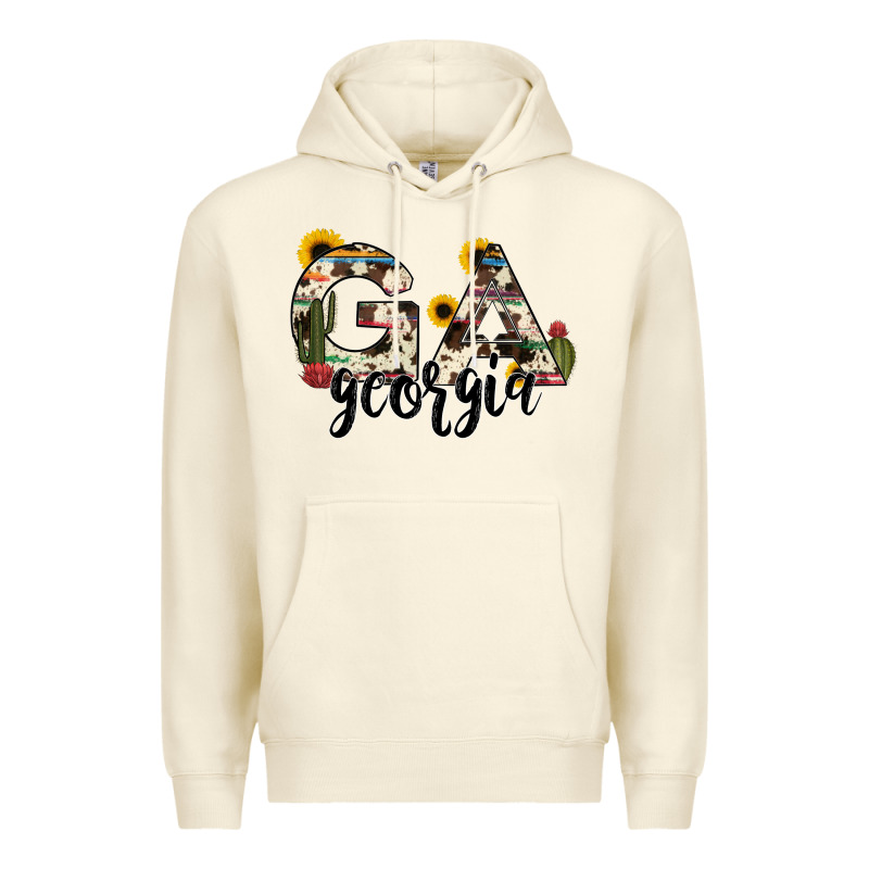 Georgia State Cowhide Serape Cactus Premium Hoodie by RanaPortraitStore | Teevron