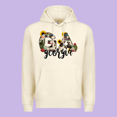 Georgia State Cowhide Serape Cactus Premium Hoodie Designed By Ranaportraitstore