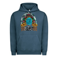 Pigment Midnight Navy western rainbow  be kind Urban Hoodie - RanaPortraitStore