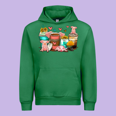 Pigs Coffee Cups Urban Hoodie Designed By Zillion Design Studio