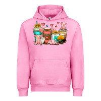 Fuchsia Pink pigs coffee cups Urban Hoodie - Zillion Design Studio