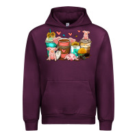 Mauve Wine pigs coffee cups Urban Hoodie - Zillion Design Studio