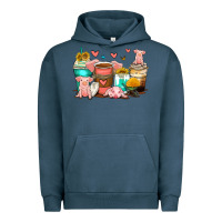Pigment Midnight Navy pigs coffee cups Urban Hoodie - Zillion Design Studio
