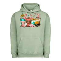 Pigment Oil Green pigs coffee cups Urban Hoodie - Zillion Design Studio