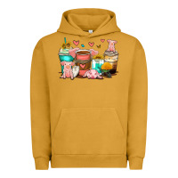 Pigment Peanut Butter pigs coffee cups Urban Hoodie - Zillion Design Studio