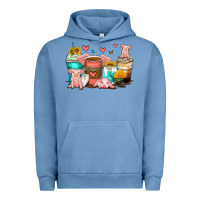 Pigment Pebble Blue pigs coffee cups Urban Hoodie - Zillion Design Studio