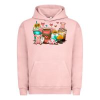 Pigment Salmon pigs coffee cups Urban Hoodie - Zillion Design Studio