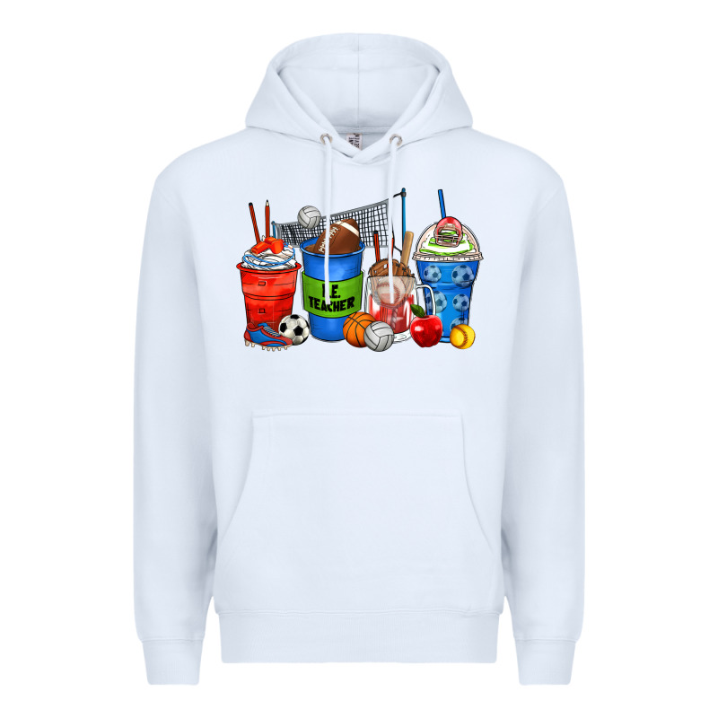P.e. Teacher Coffee Cups Premium Hoodie by Zillion Design Studio | Teevron