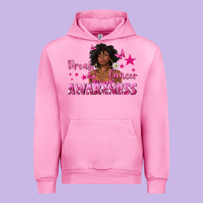 Breast Cancer Awareness With Afro Woman Urban Hoodie Designed By Texasbilliewilder