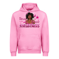 Fuchsia Pink Breast Cancer Awareness with Afro Woman Urban Hoodie - texasbilliewilder