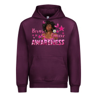 Mauve Wine Breast Cancer Awareness with Afro Woman Urban Hoodie - texasbilliewilder
