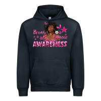 Navy Breast Cancer Awareness with Afro Woman Urban Hoodie - texasbilliewilder