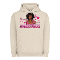 Pigment French Oak Breast Cancer Awareness with Afro Woman Urban Hoodie - texasbilliewilder