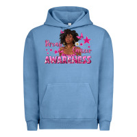 Pigment Pebble Blue Breast Cancer Awareness with Afro Woman Urban Hoodie - texasbilliewilder