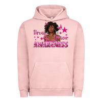 Pigment Salmon Breast Cancer Awareness with Afro Woman Urban Hoodie - texasbilliewilder