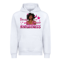 White Breast Cancer Awareness with Afro Woman Urban Hoodie - texasbilliewilder