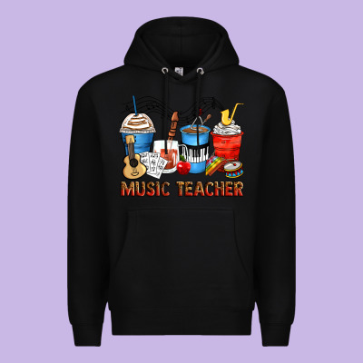 Music Teacher Coffee Cups Premium Hoodie Designed By Zillion Design Studio