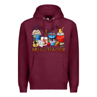 Burgundy music teacher coffee cups Premium Hoodie - Zillion Design Studio