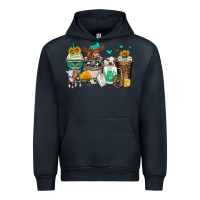 Navy cows coffee cups Urban Hoodie - Zillion Design Studio