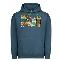 Pigment Midnight Navy cows coffee cups Urban Hoodie - Zillion Design Studio