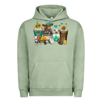 Pigment Oil Green cows coffee cups Urban Hoodie - Zillion Design Studio