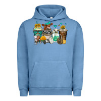 Pigment Pebble Blue cows coffee cups Urban Hoodie - Zillion Design Studio