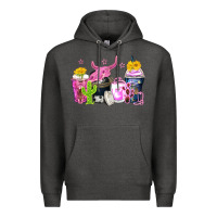 Charcoal Heather neon western coffee cups Premium Hoodie - Zillion Design Studio