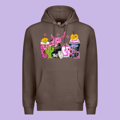 Neon Western Coffee Cups Premium Hoodie Designed By Zillion Design Studio