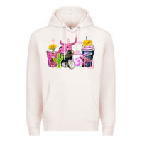 Pale Pink neon western coffee cups Premium Hoodie - Zillion Design Studio