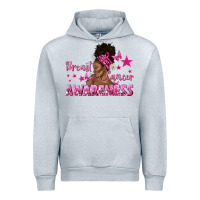 Heather Grey Breast Cancer Awareness with Afro Woman Urban Hoodie - texasbilliewilder