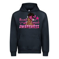 Navy Breast Cancer Awareness with Afro Woman Urban Hoodie - texasbilliewilder