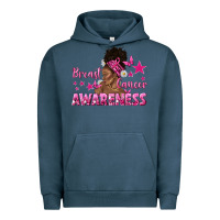 Pigment Midnight Navy Breast Cancer Awareness with Afro Woman Urban Hoodie - texasbilliewilder