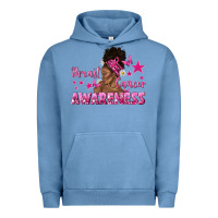 Pigment Pebble Blue Breast Cancer Awareness with Afro Woman Urban Hoodie - texasbilliewilder