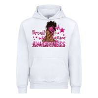 White Breast Cancer Awareness with Afro Woman Urban Hoodie - texasbilliewilder