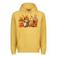 Antique Gold pumpkin spice latte coffee cups Premium Hoodie - Zillion Design Studio